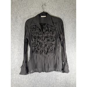 notations Blouse Women Small Black Semi Sheer REgency Victorian Witchy Whimsigot